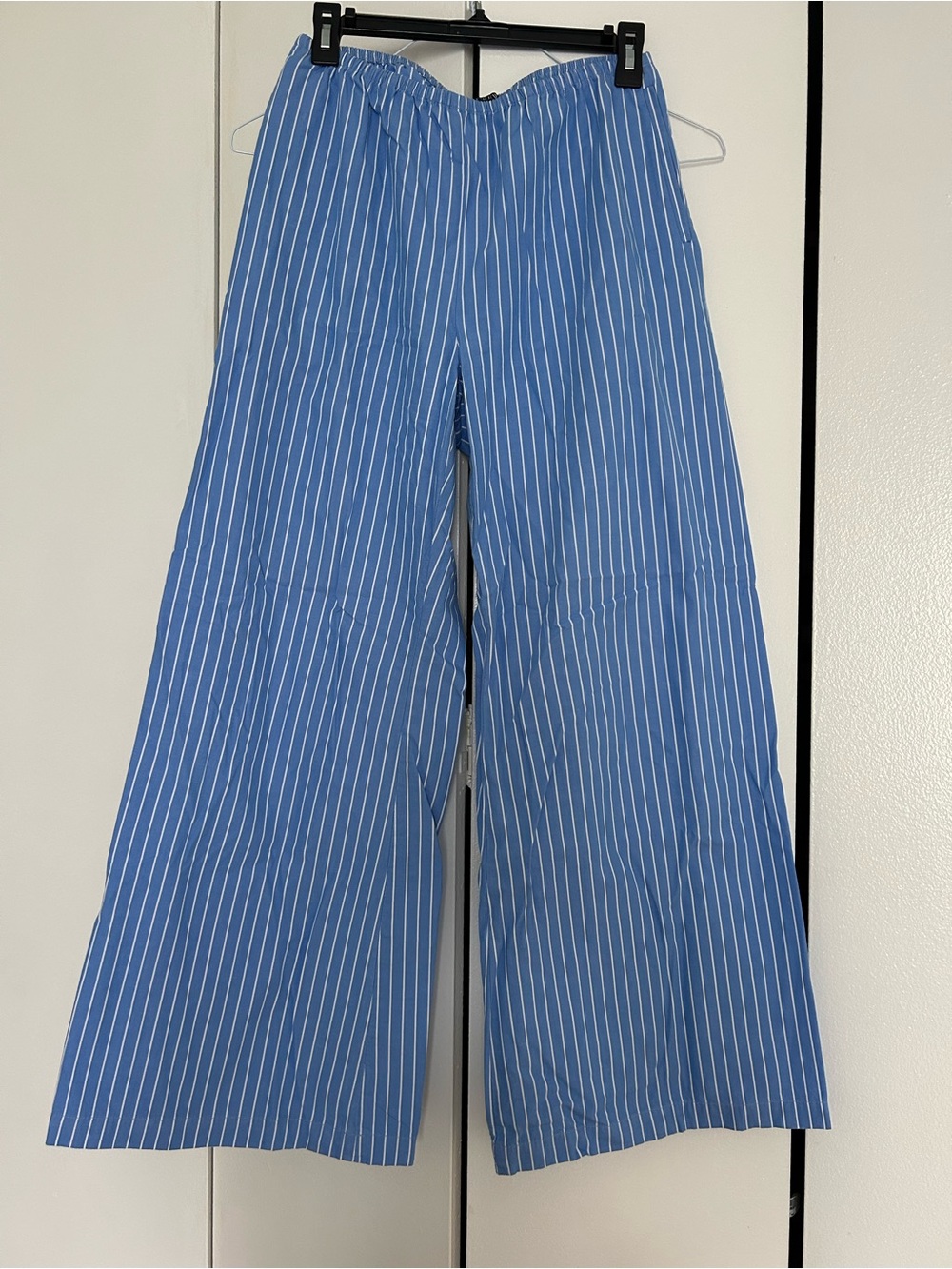 Jcrew Pinstripe Wide-Leg Poplin Pants